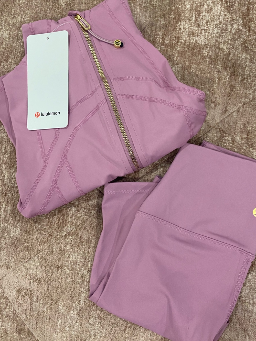 lululemon athletica Purple Zip-Up Jacket & Leggings Set (never worn)